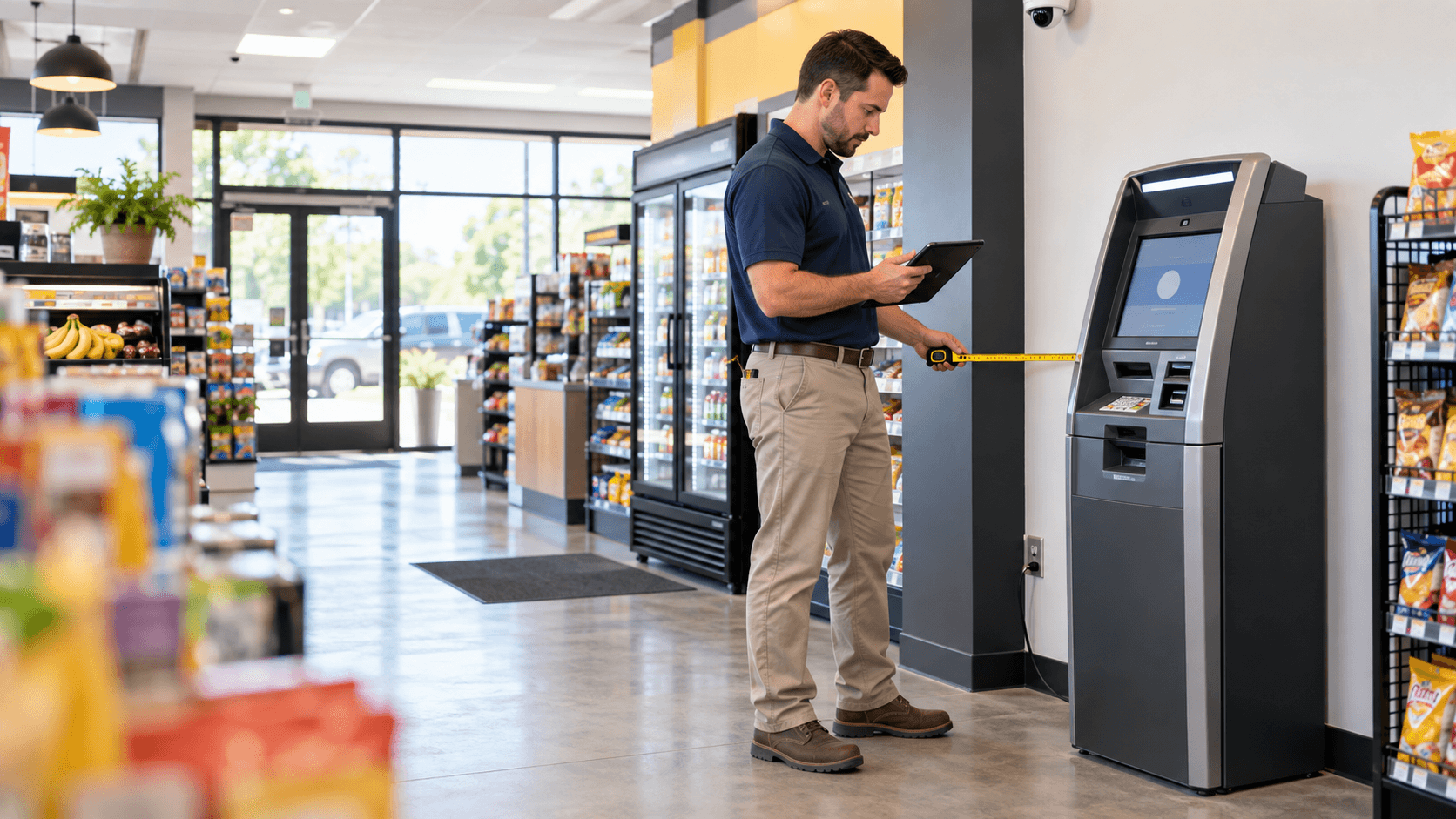 ATM site readiness inspection at an Arkansas retail business